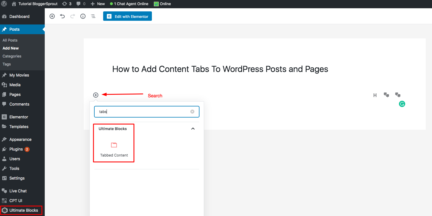 how to add content tabs to wordpress