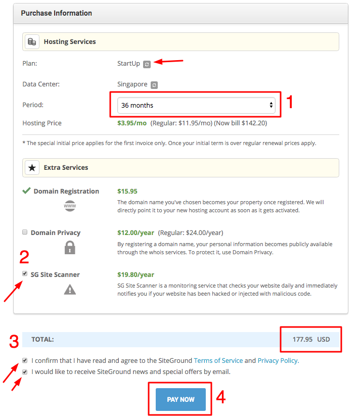 purchase siteground hosting