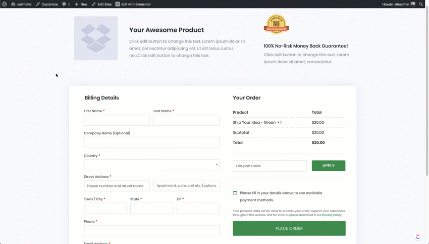 WooCommerce Checkout Page cartflows