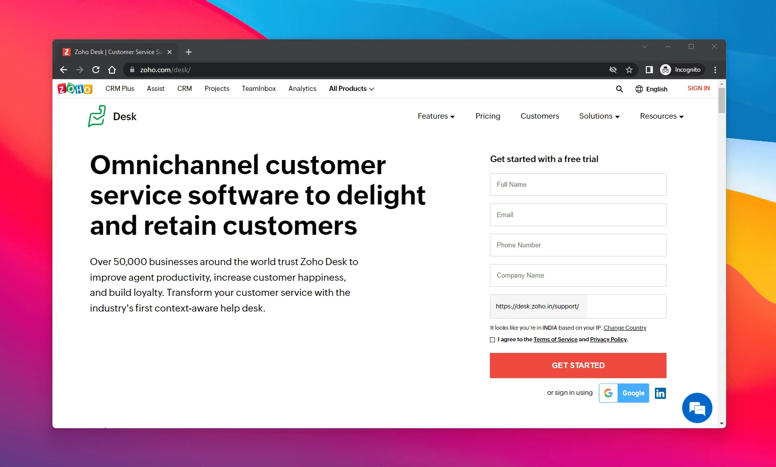 zoho help desk customer support